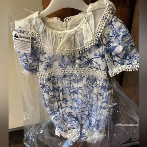 Blue and White Floral Kids Bodysuit